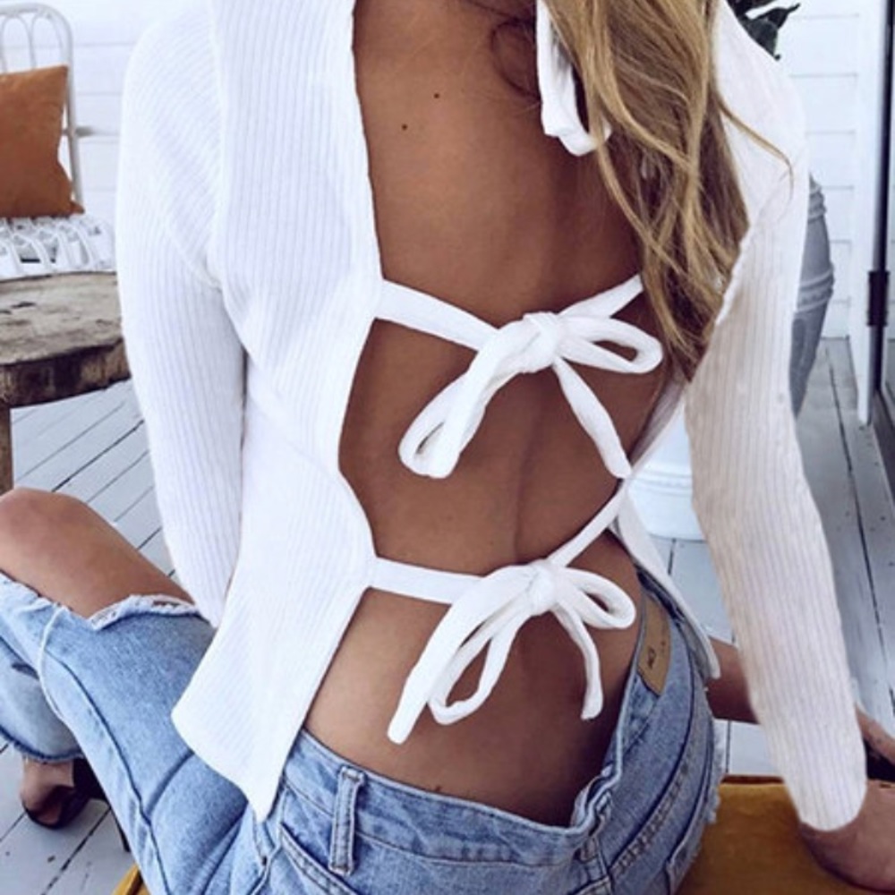 White long sleeve, back out top
